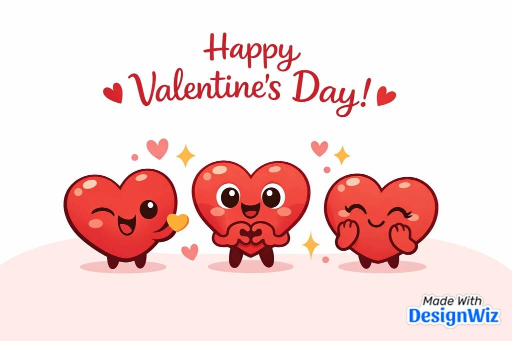 happy valentines day image cute animated hearts and expressive faces