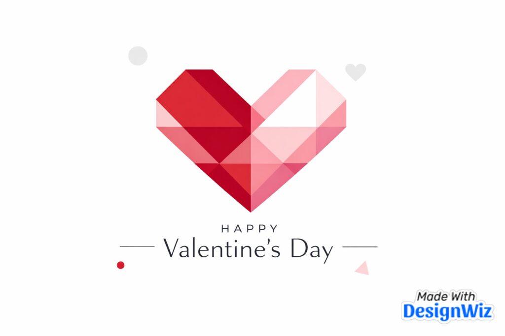 happy valentines day image in geometric heart design and minimal color palette
