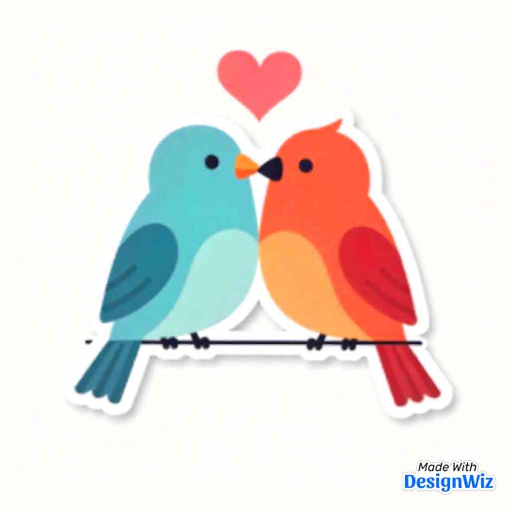 happy valentines day image in pair of lovebirds symbol