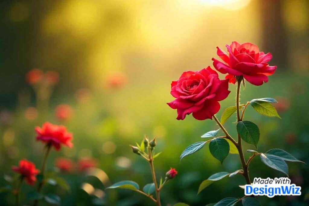 happy valentines day image wild red roses in natural garden setting