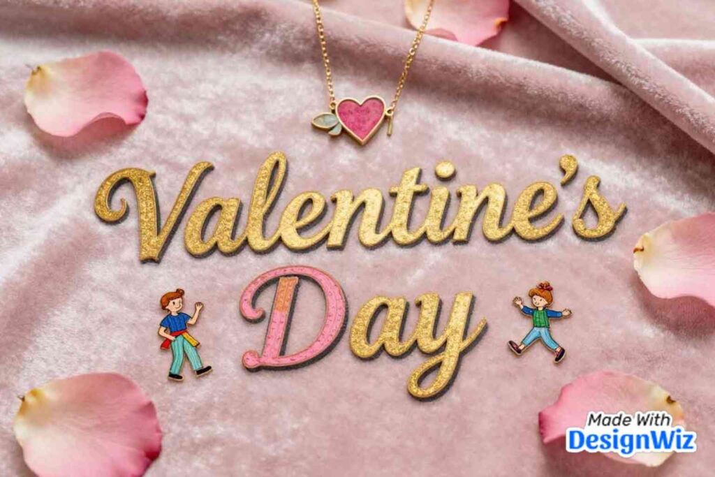 happy valentines day image with elegant jewelry
