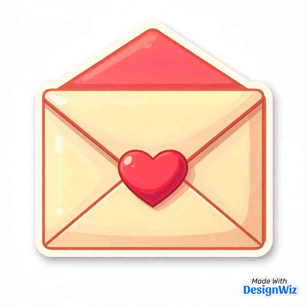 happy valentines day image with love letter and heart seal