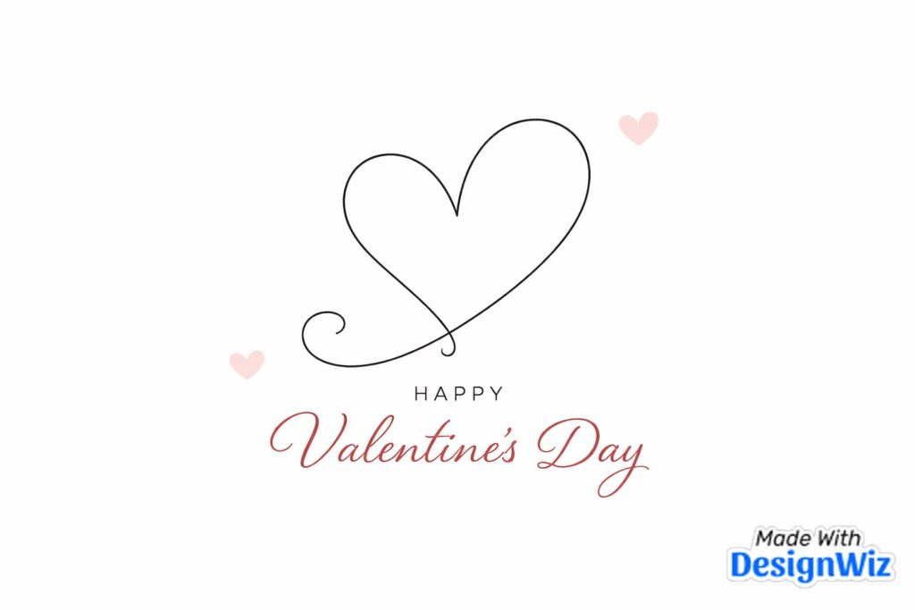 happy valentines day image with simple line art heart
