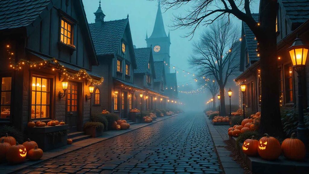 Haunted Holiday Town Square Wallpaper