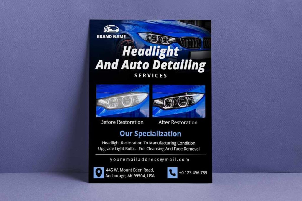Headlight Restoration and Auto Detailing Flyer Template