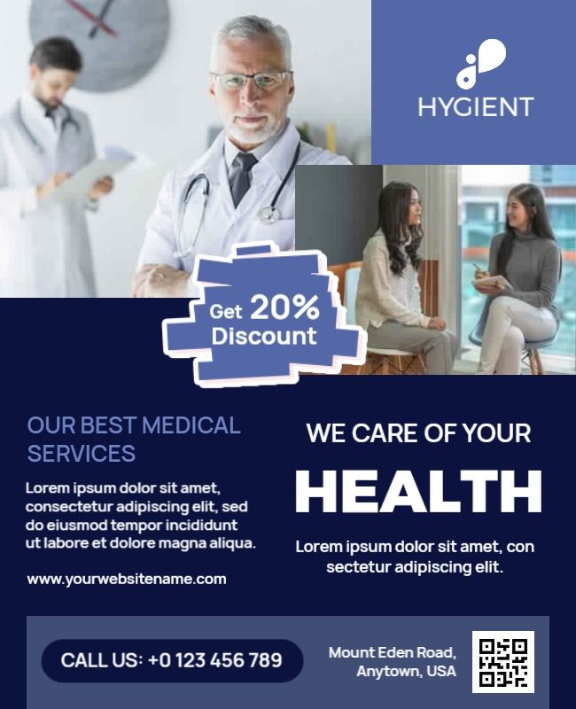 An eye-catching promotional medical flyer showcasing healthcare services with professional design elements and informative content