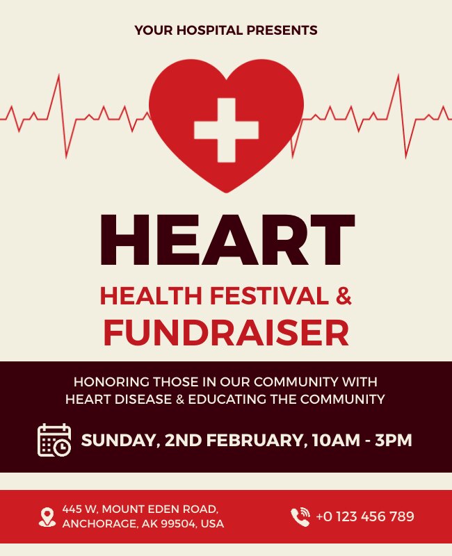 Heart Health Festival and Fundraiser Event Flyer Template