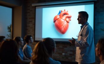 A Doctor Giving a Presentation on Heart Health Awareness to an Audience