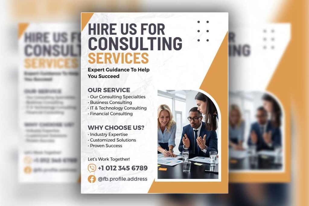 Hire Us for Business Consulting Services Promotion Flyer Template