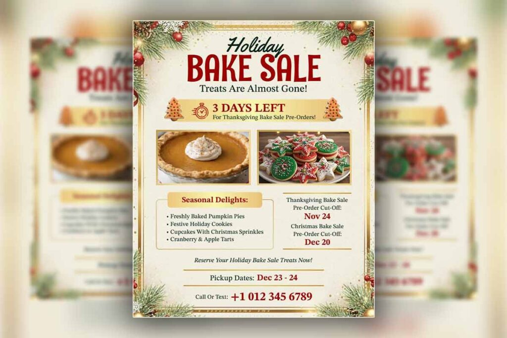 Holiday Bake Sale Event Promotion Flyer Template