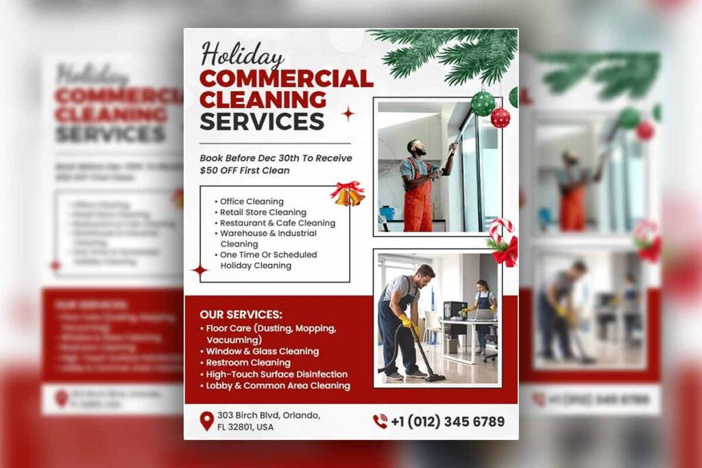 Holiday Commercial Cleaning Services Flyer Template