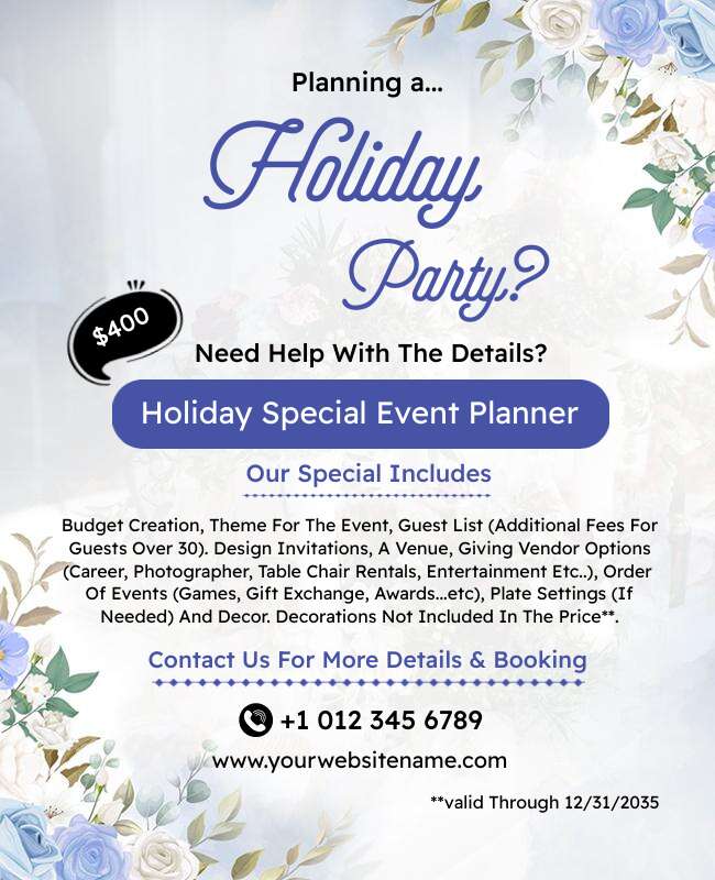 Holiday Party Planner Flyer Template