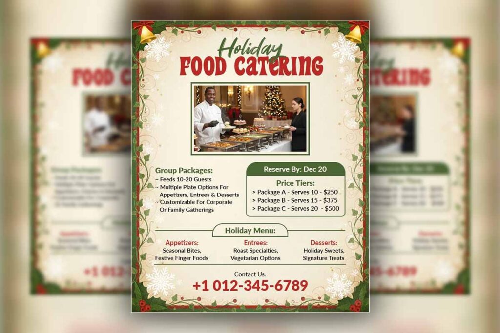 Holiday Food Catering Services Promotional Flyer Template