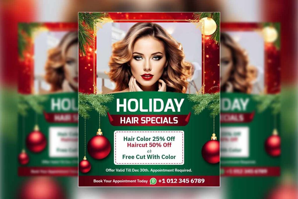 Holiday Hair Specials Promotion Flyer Template