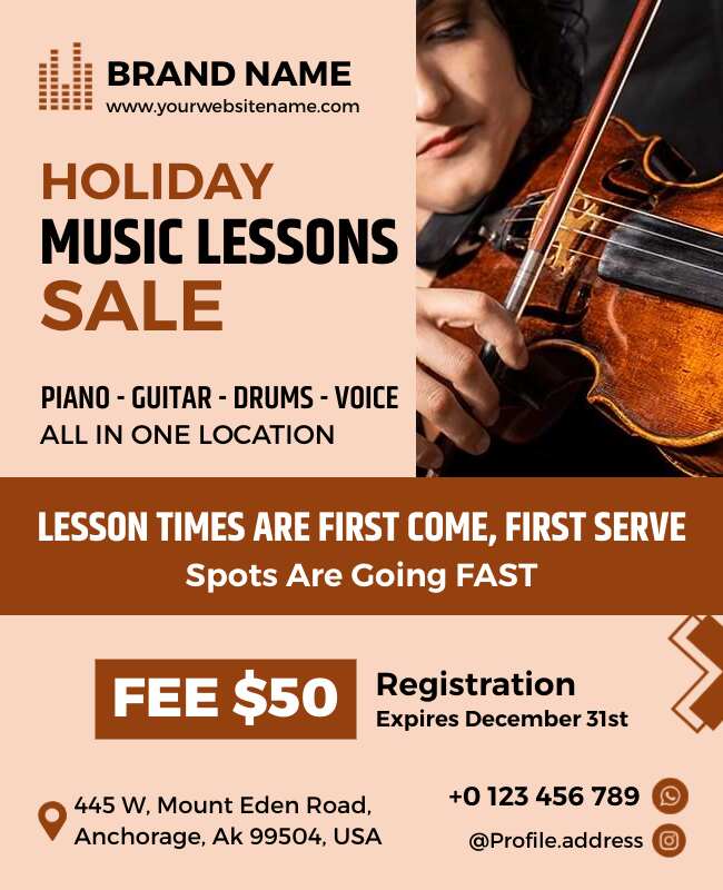 Holiday Music Lessons Sale Flyer Template