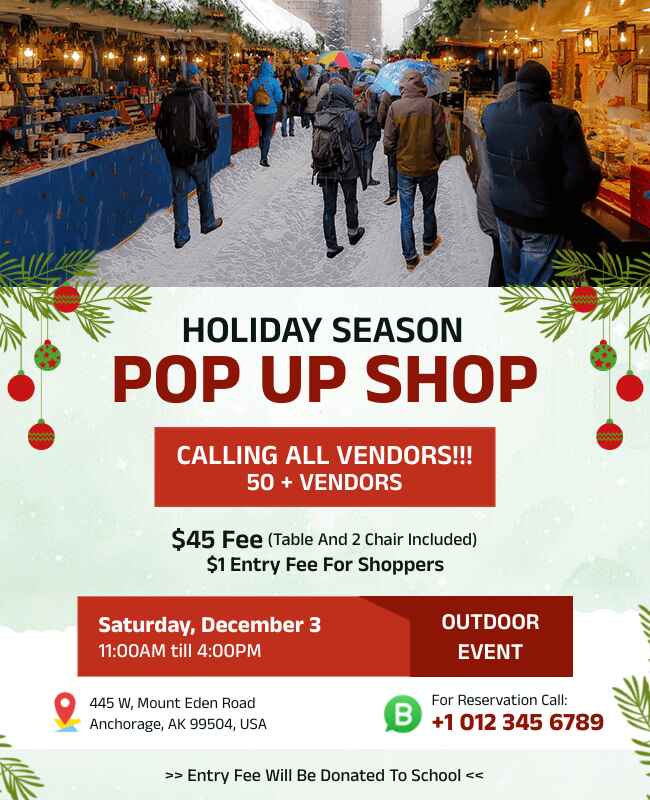 Holiday Season Pop-Up Shop Event Flyer Template