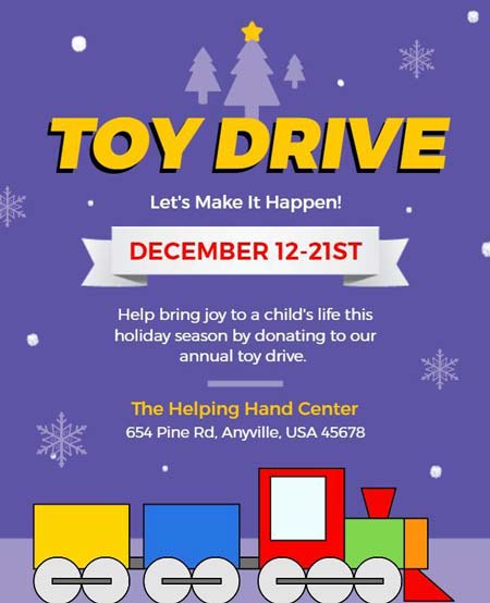 Holiday Season Toy Drive Charity Flyer