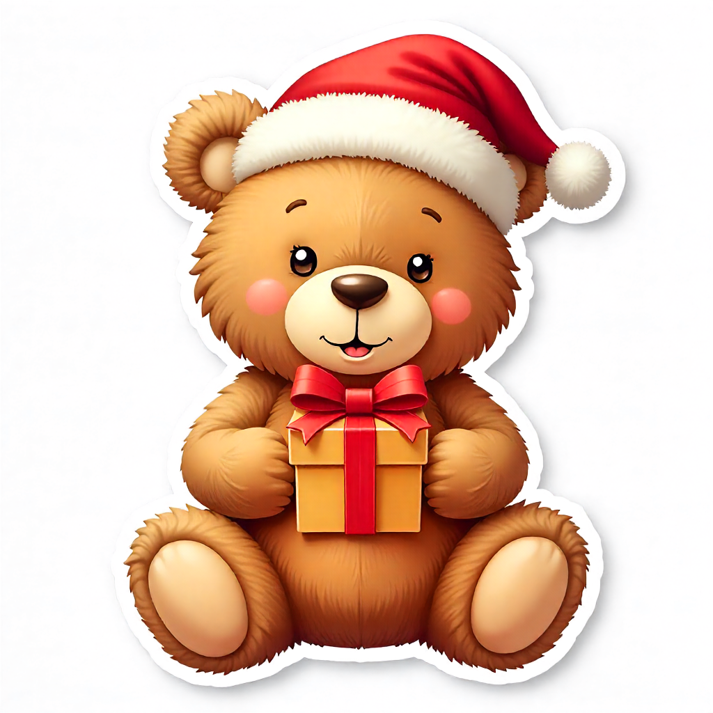 Holiday Teddy Bear Sticker