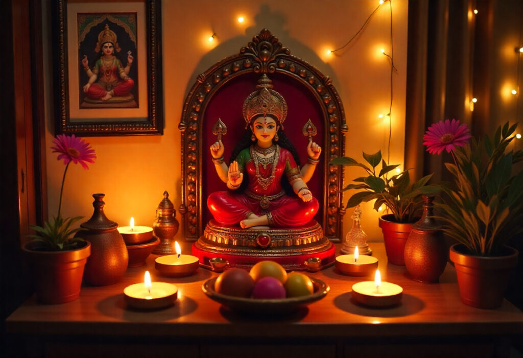 Home Altar With Lakshmi Idol