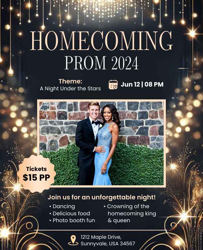 Homecoming Prom Night Celebration Flyer Template