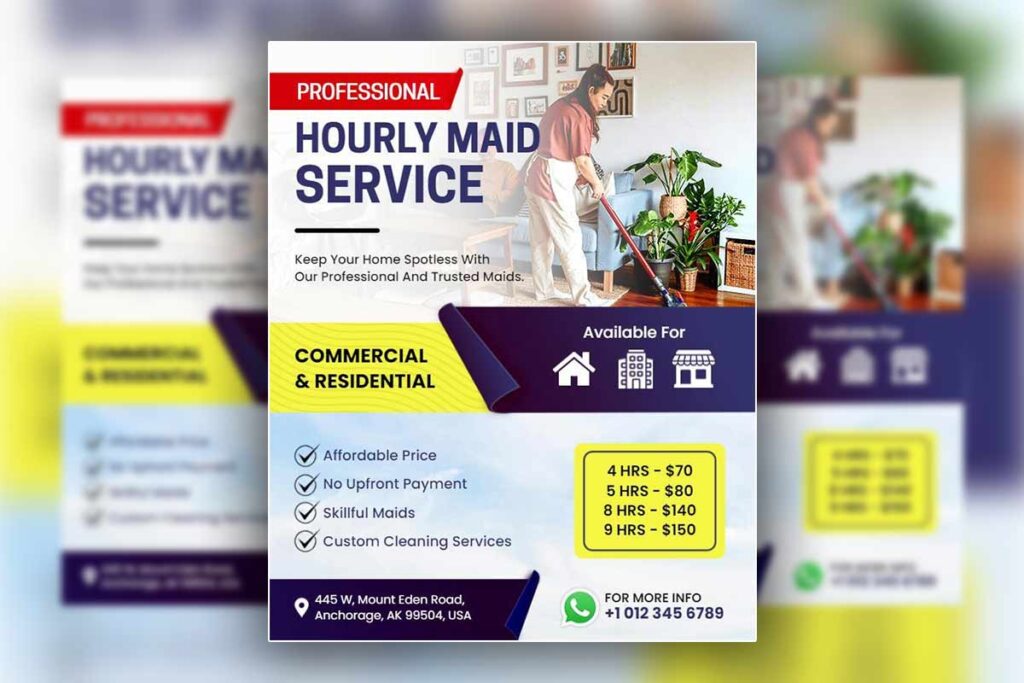 Hourly Maid Service Advertisement Flyer Template