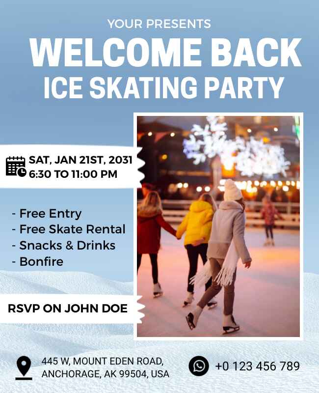 Ice Skating Party Flyer Template