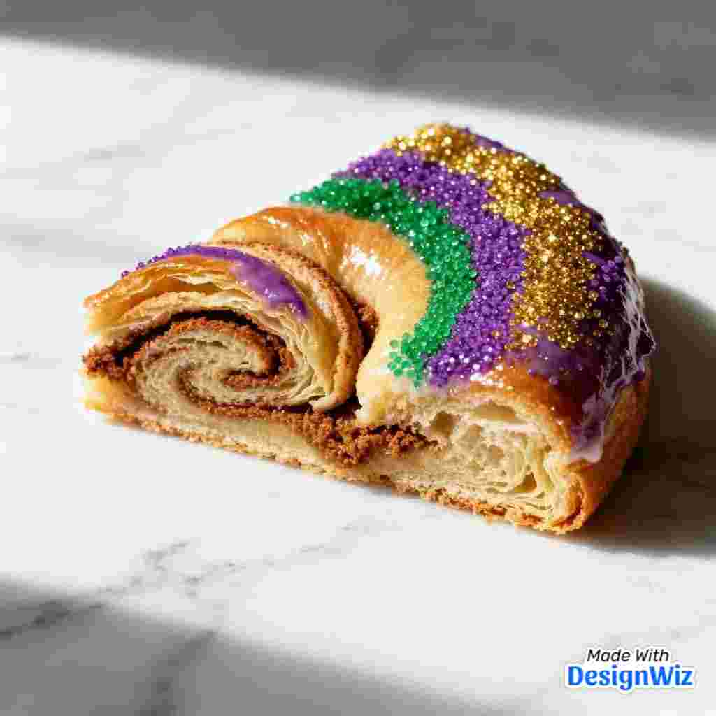 illustration mardi gras king cake slice icon