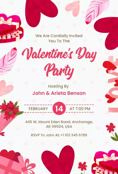 illustrative happy valentines day image for party invitation