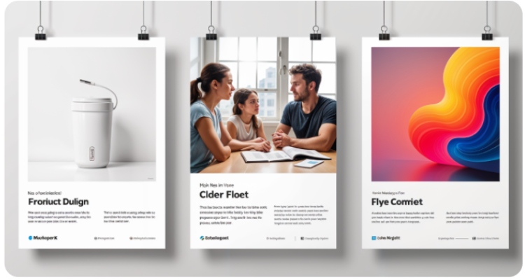 flyers representing the high quality images for product and tutorial service.