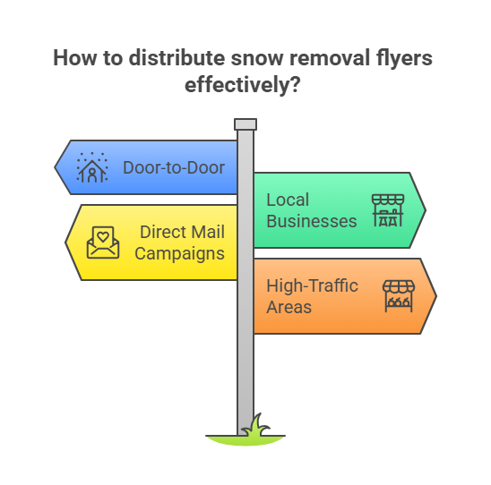 infographic representation of where distribute snow removal flyers.