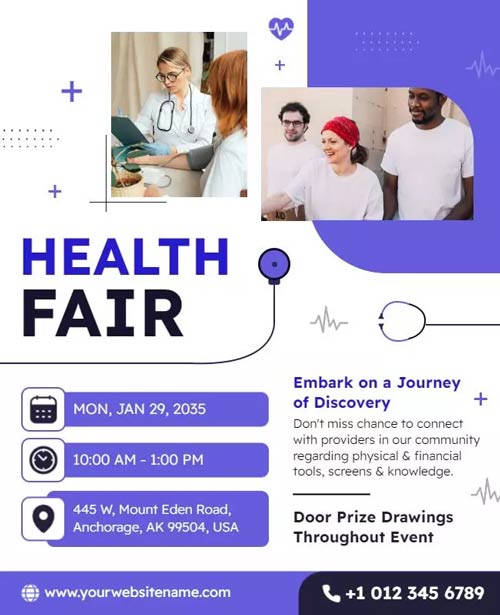 Informative Flyer For Community Health Fair Event With Essential Details