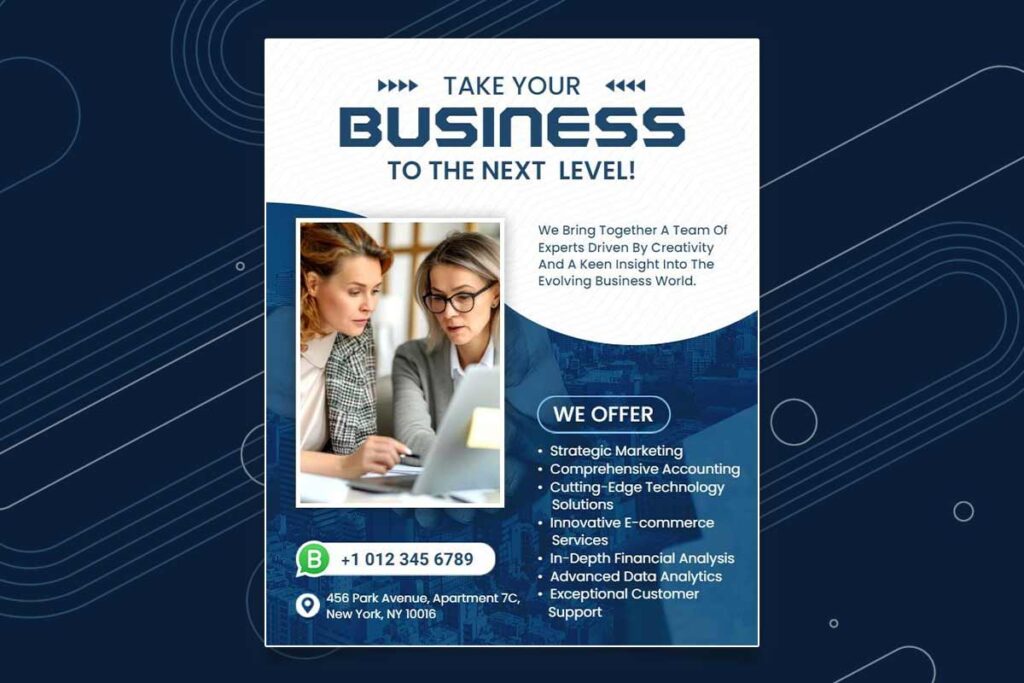 Innovative Blue Corporate Business Growth Strategies Flyer Template