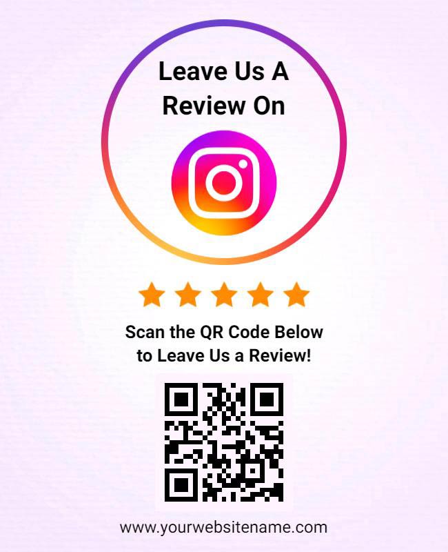 Instagram Review Request Flyer with QR Code for Easy Feedback Submission