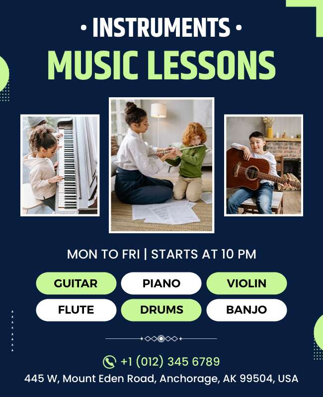 Instrument Music Lesson Promotional Flyer Template