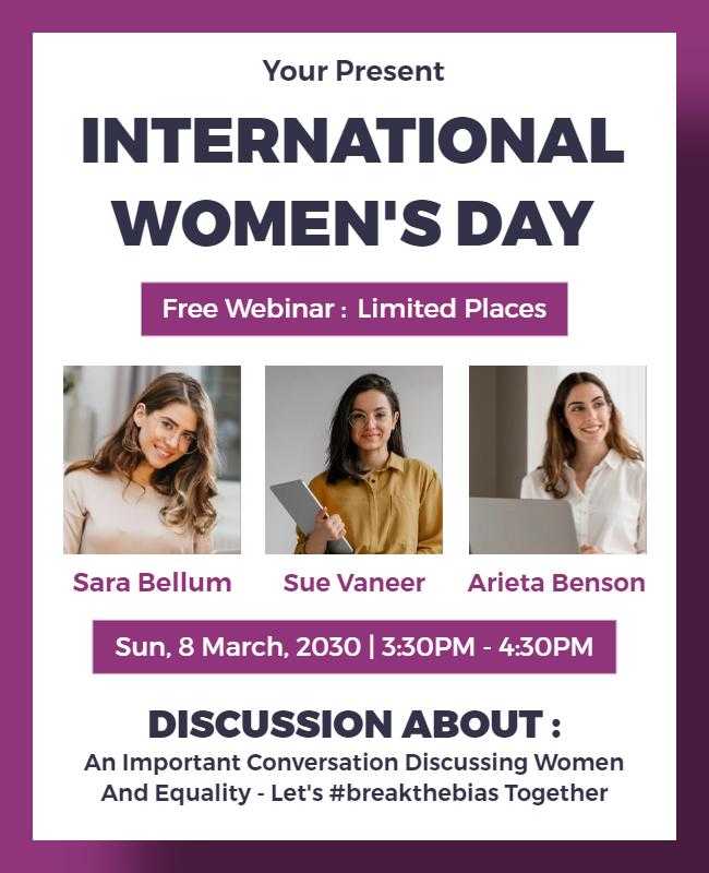 International Women’s Day Flyer for Business Networking Webinar