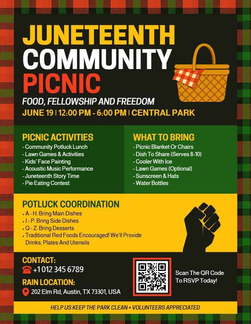 Community Juneteenth Picnic Flyer Template