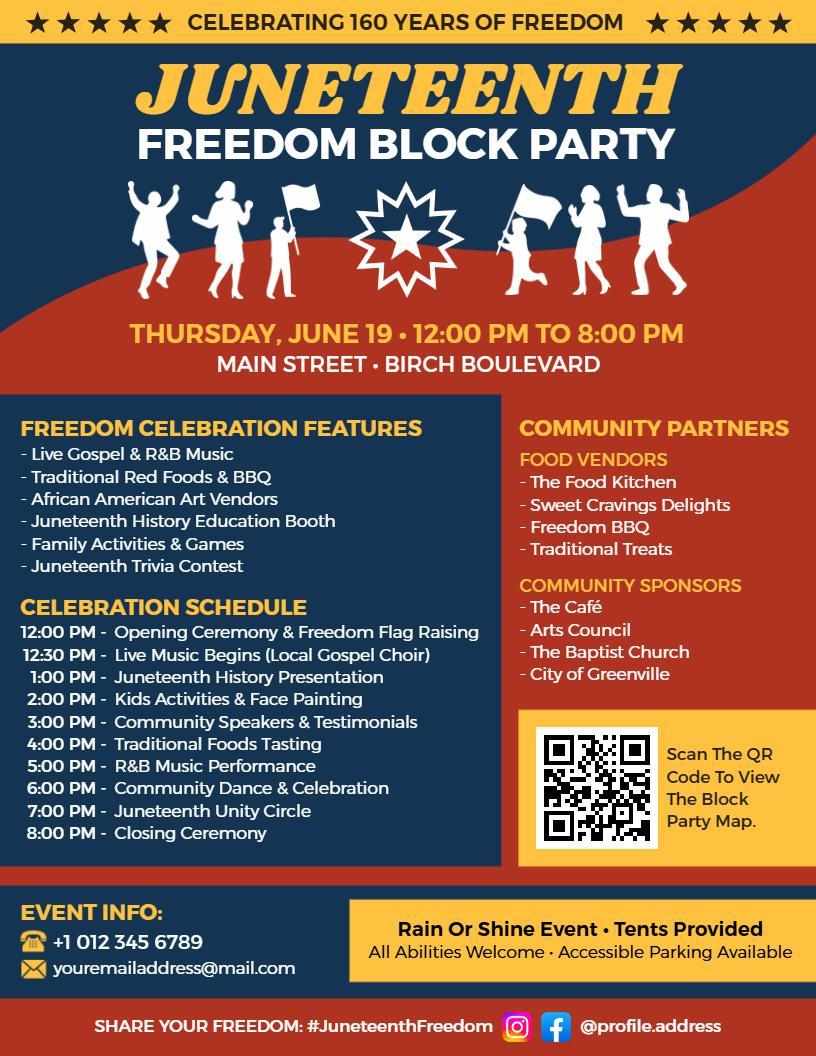 Freedom Juneteenth Block Party Flyer Template
