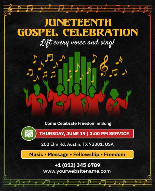 Juneteenth Gospel Celebration Flyer Template