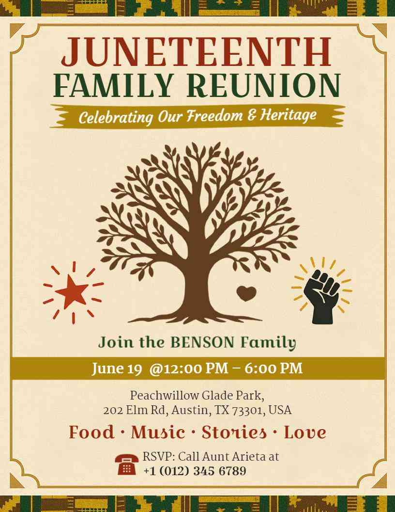 Juneteenth Heritage Family Reunion Flyer Template