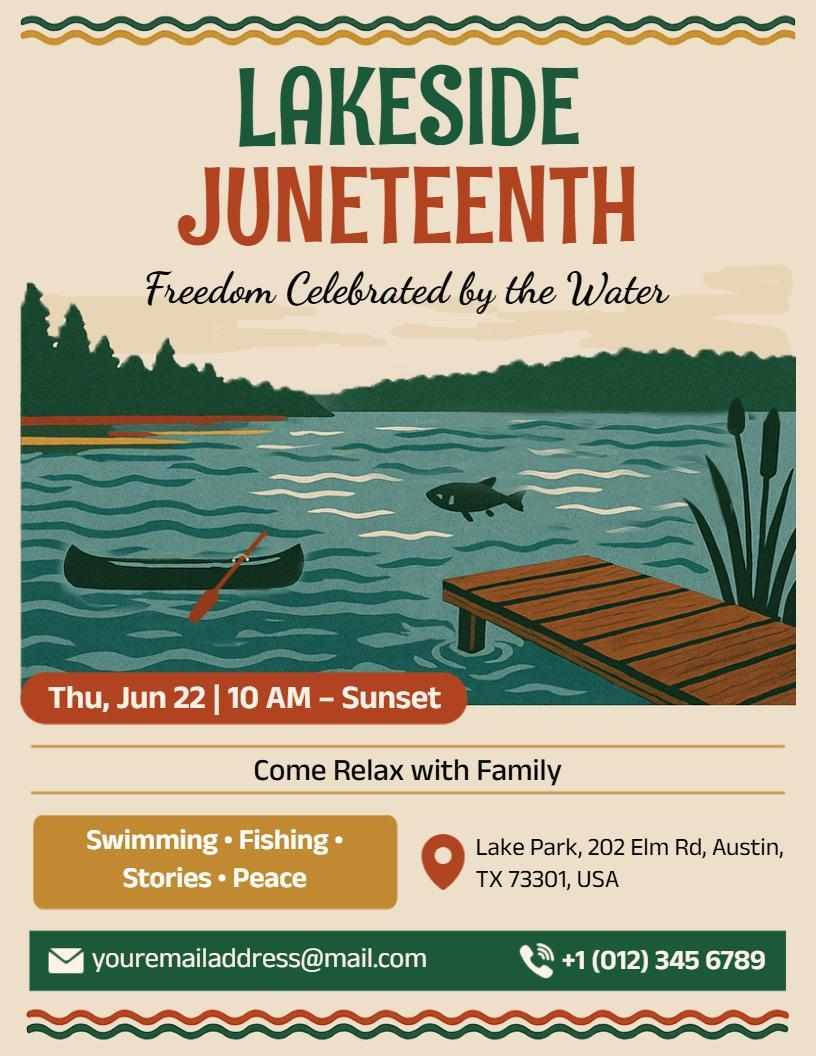 Juneteenth Lakeside Family Reunion & Cookout Celebration Flyer Template