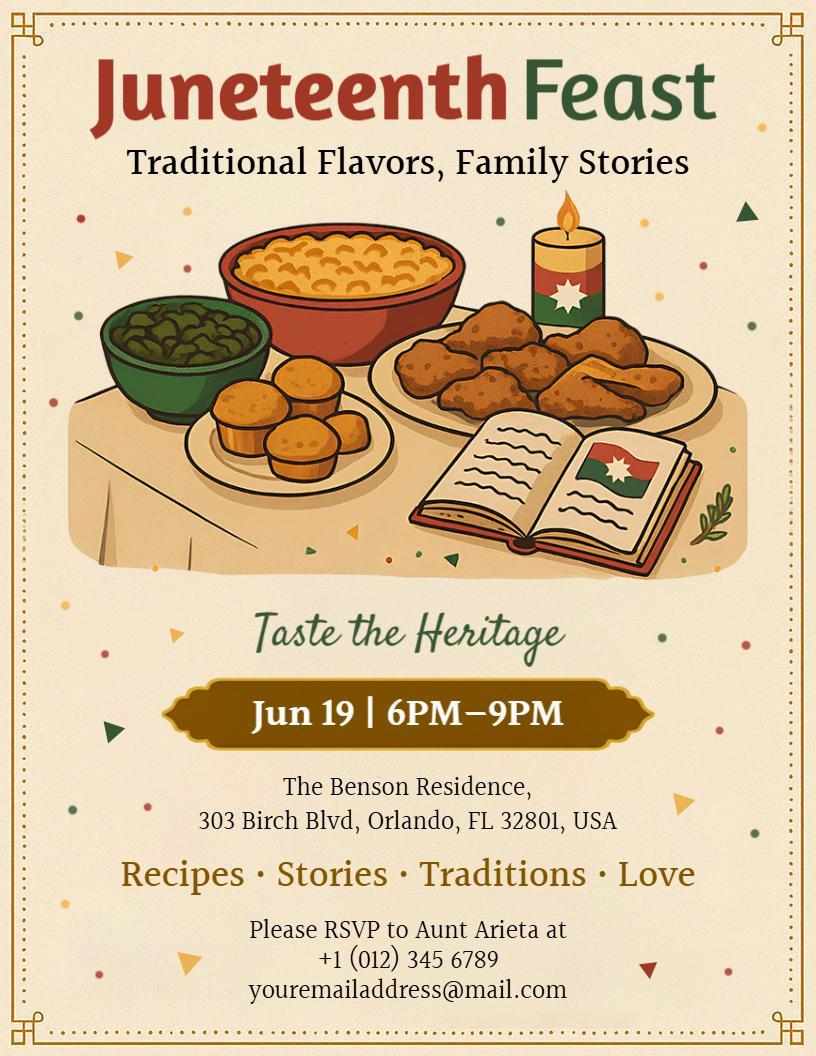 Juneteenth Traditional Family Reunion & Cookout Flyer Template
