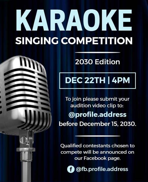 Karaoke Singing Competition Flyer Featuring Vibrant Design and Musical Elements