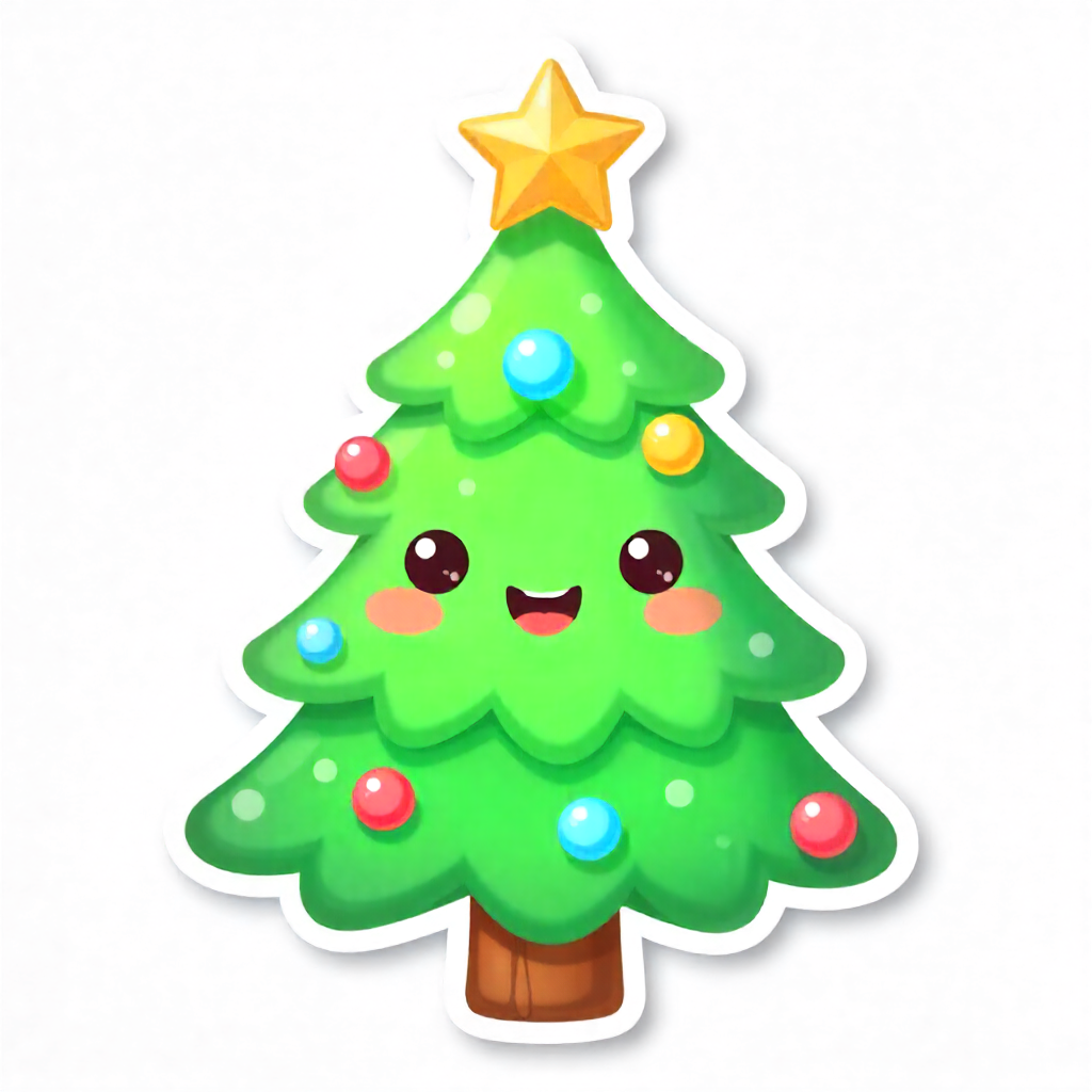Cute Cartoon Christmas Tree Sticker