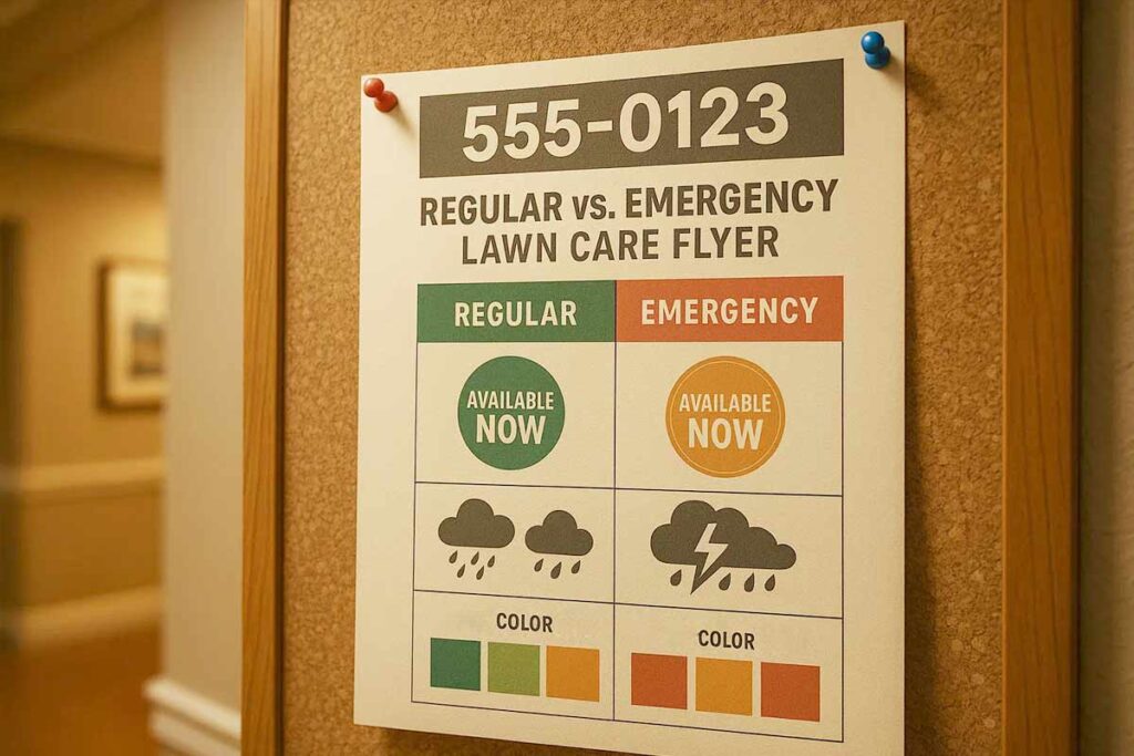 Key element between regular and lawn care emergency flyers