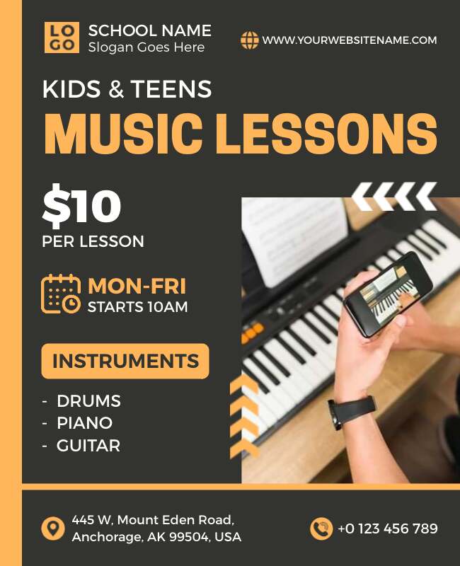 Kids and Teens Music Lessons Flyer Template