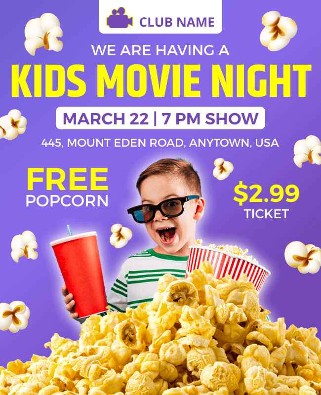 Kids Movie Night Flyer Template