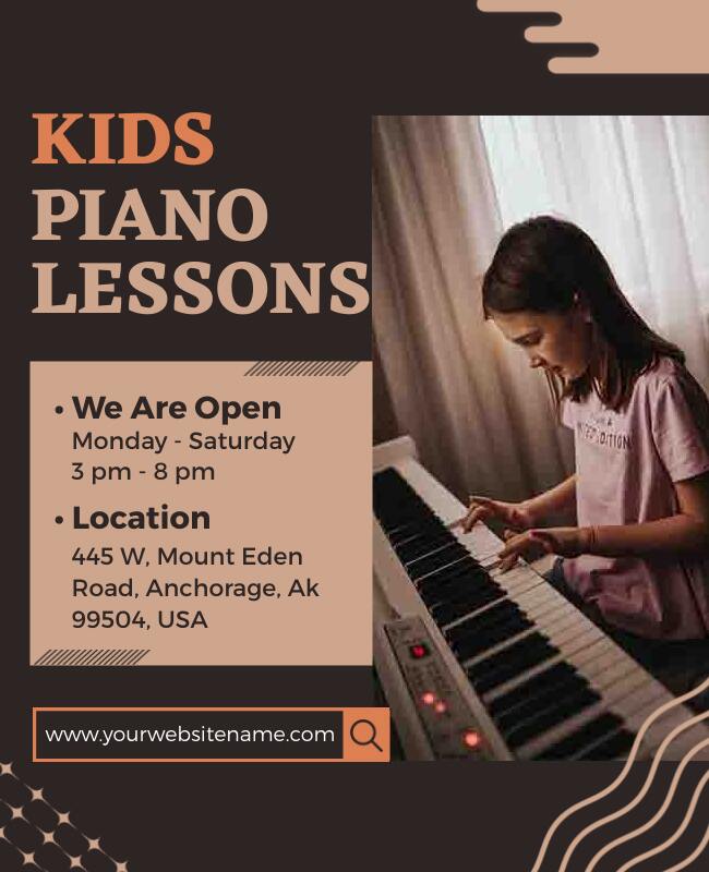 Kids Piano Lessons Promotion Flyer Template