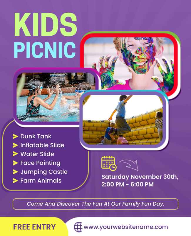 Kids Picnic and Family Fun Day Flyer Template