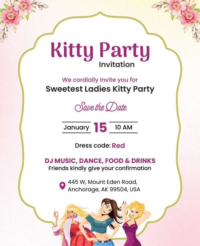 Kitty Party Invitation Flyer Template