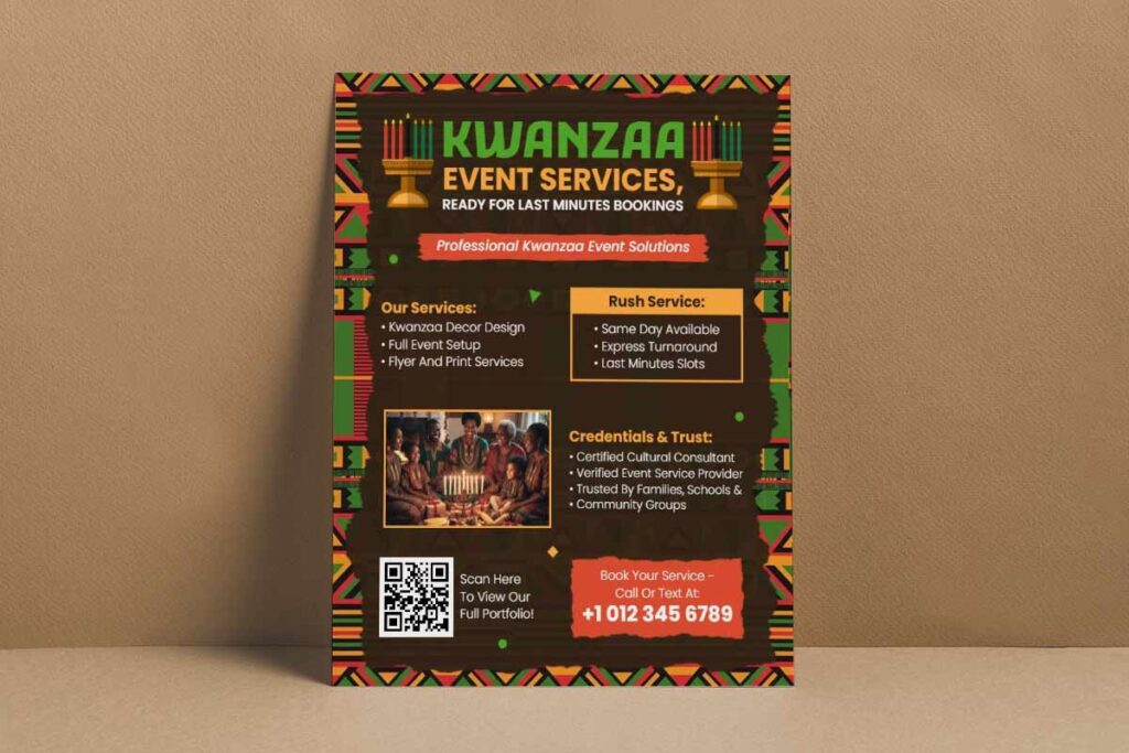 Kwanzaa Event Services Booking Flyer Template